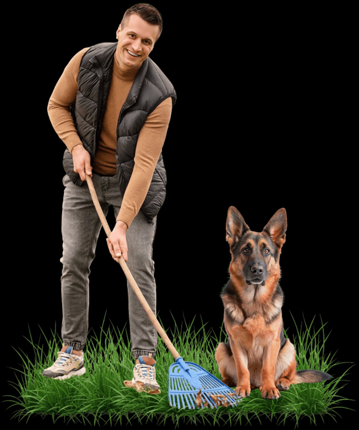 Illustration of a dog and pet waste cleanup theme